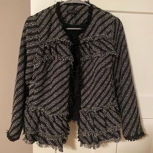 Ann Taylor Tweed Fringe Jacket